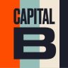 Capital B logo over bands of orange, blue, cream and black.