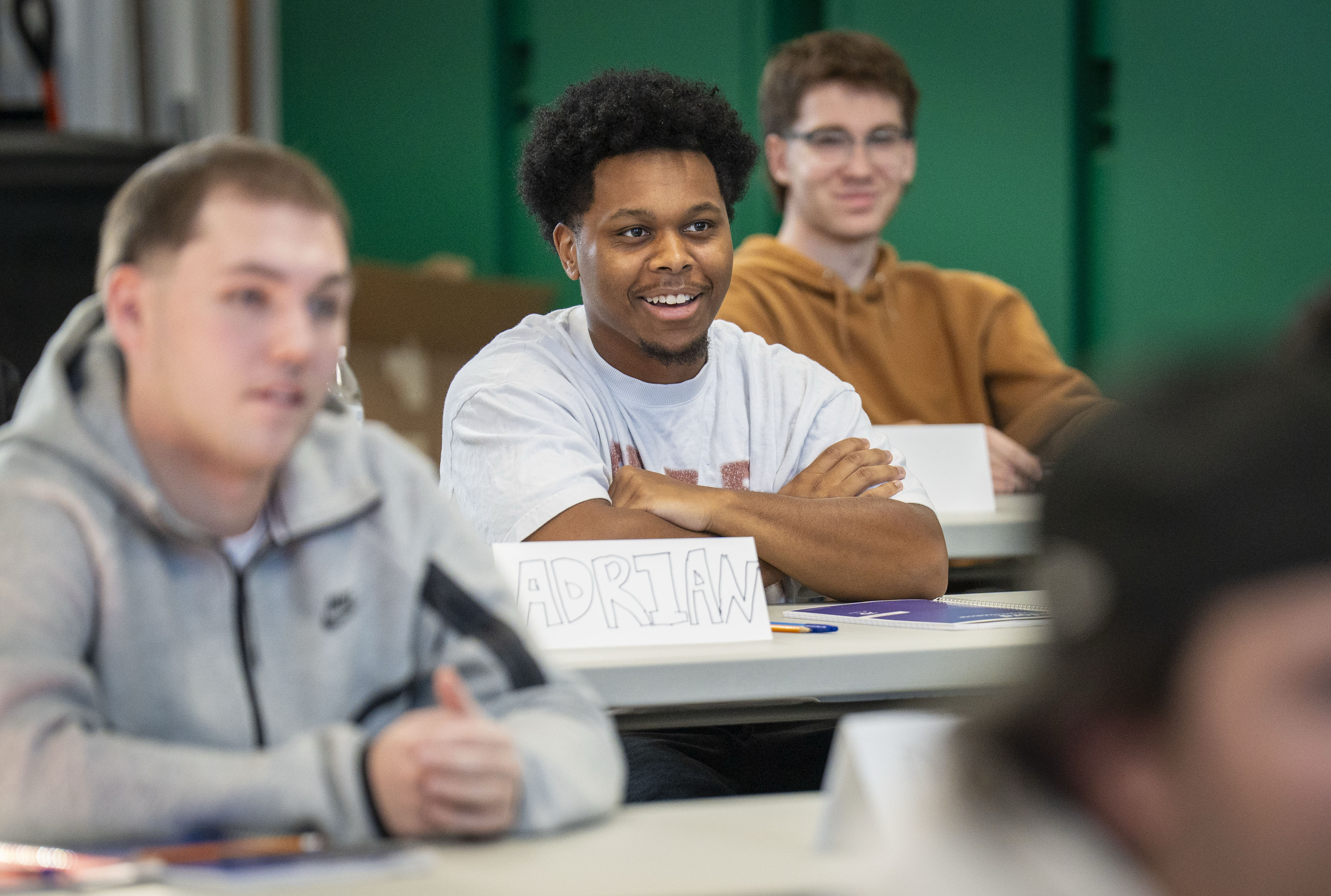 Adrian Davis listens during the first day of Indiana Plan’s class Sept. 15, 2025, at Indiana Plan’s office in Indianapolis.