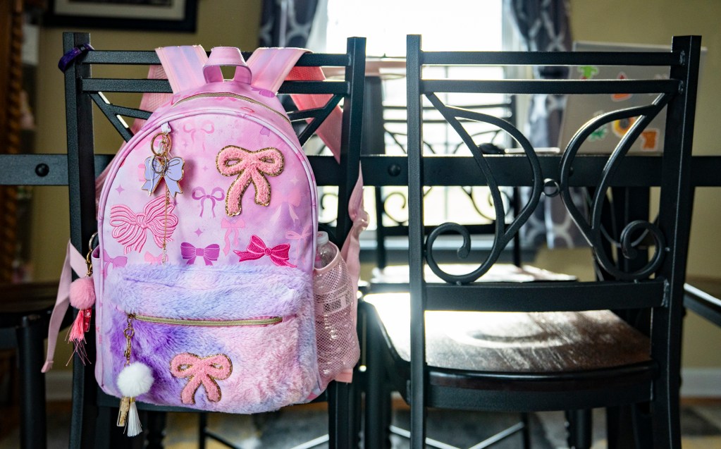 Josslynn Beattey’s backpack is pictured at her home on Jan. 9, 2026, in Indianapolis.