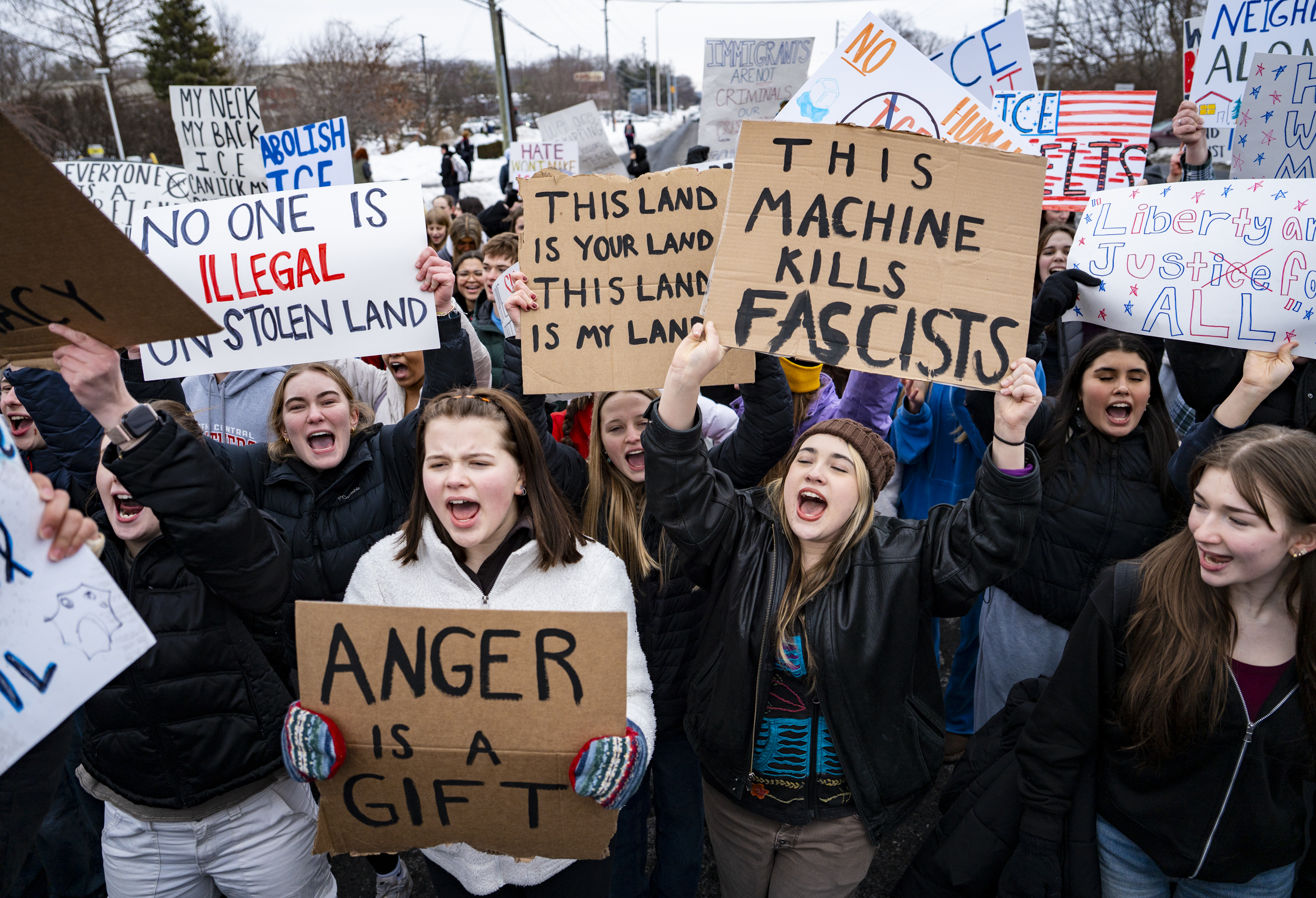 Hundreds of students walk out of North Central to protest ICE