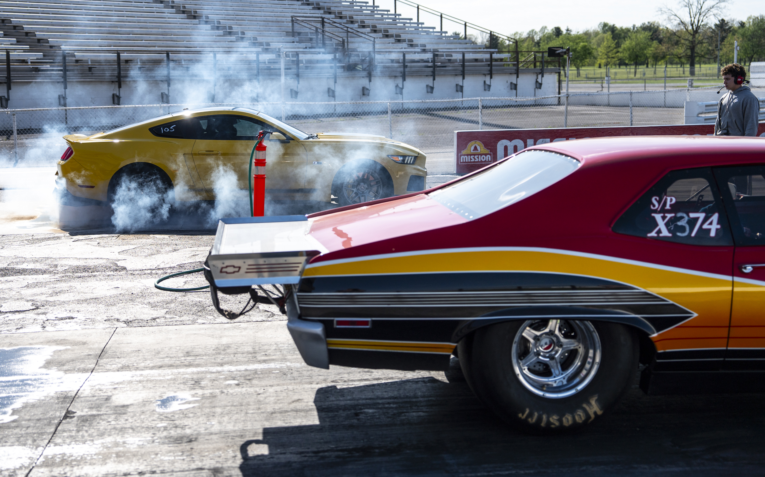 Interstate Express Drag Racing Indy drivers drag race their own vehicles on westside dragstrip